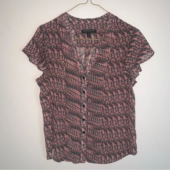 Banana Republic Pink Pattern Button Up Blouse Shirt S - Picture 1 of 7